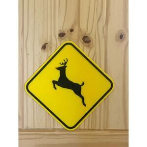 Reindeer Crossing Road Sign Holiday Christmas Display Rudolph Red Nose